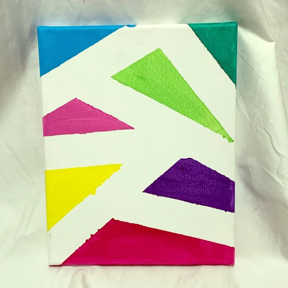 Acrylic geometric on canvas - magenta, fuchsia, teal, lime